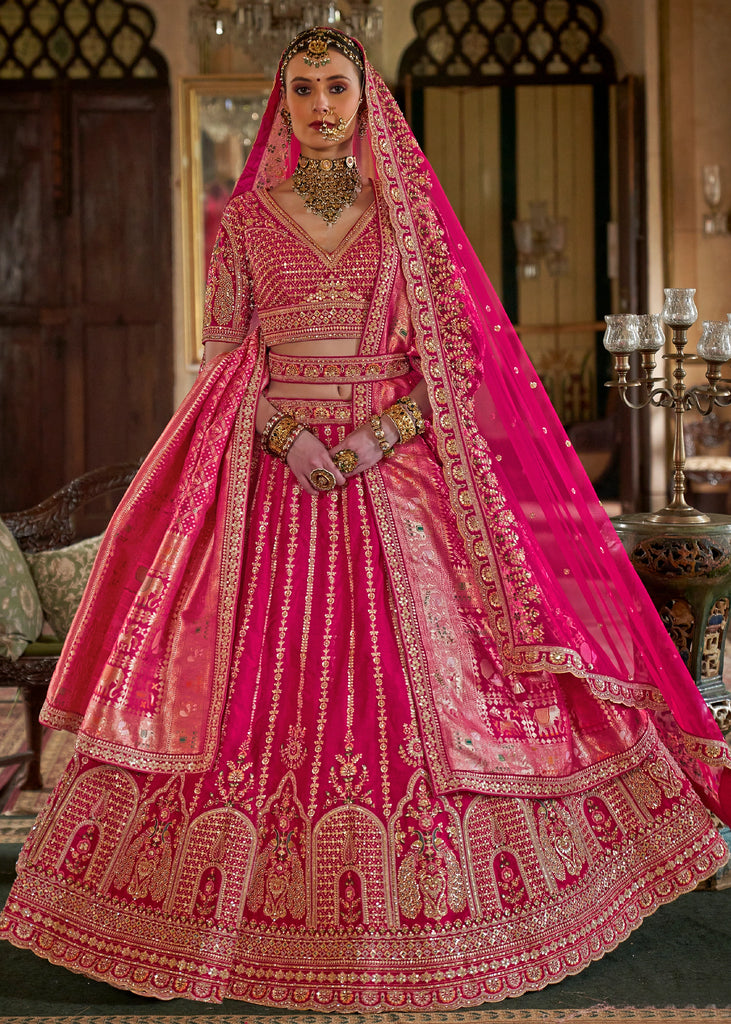 Rani Pink Heavy Embroidered Designer Lehenga