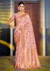 Lilac Pink Woven Banarasi Silk Saree With Brocade Blouse