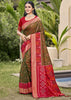 Olive Green Woven Patola Silk Saree