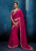 Princess Pink Embroidered Designer Tissue Saree
