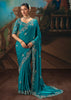 Peacock Blue Embroidered Designer Saree
