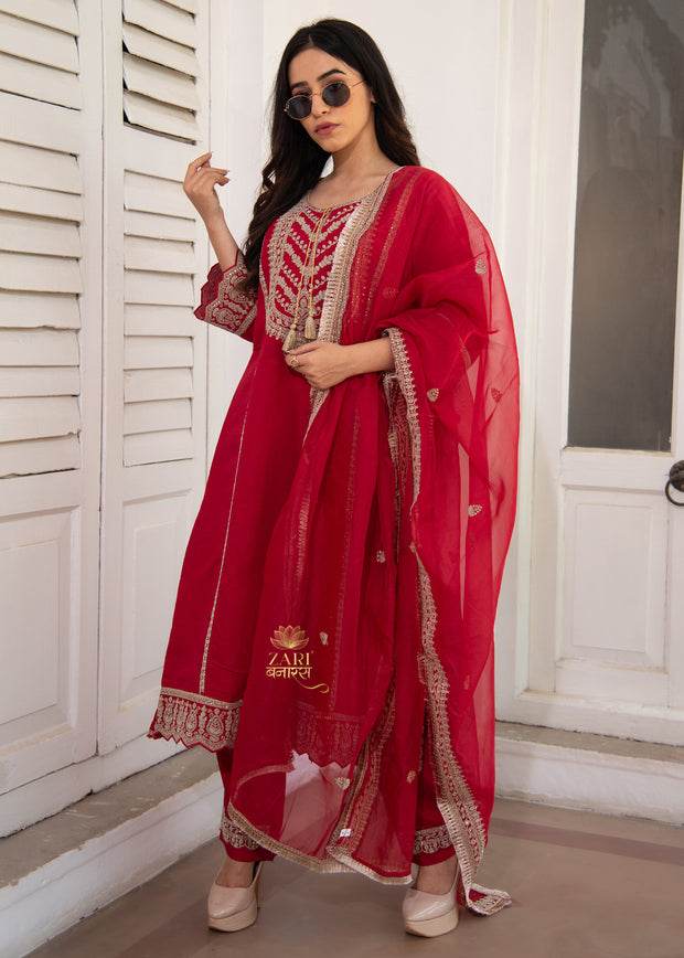 Raspberry Pink Embroidered Suit Set (10702884929729)