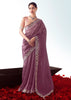 Dusky Purple Embroidered Designer Tissue Saree