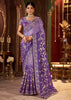 Purple Embroidered Tissue Designer Saree