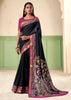 Jet Black kalamkari Printed Cotton Silk Saree