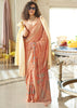 Autumn Orange Printed Georgette Silk Saree