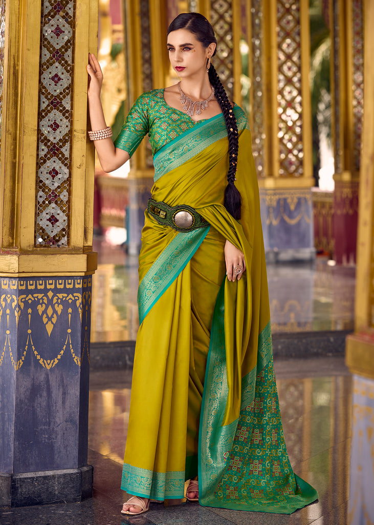 Henna Green Woven Banarasi Silk Saree