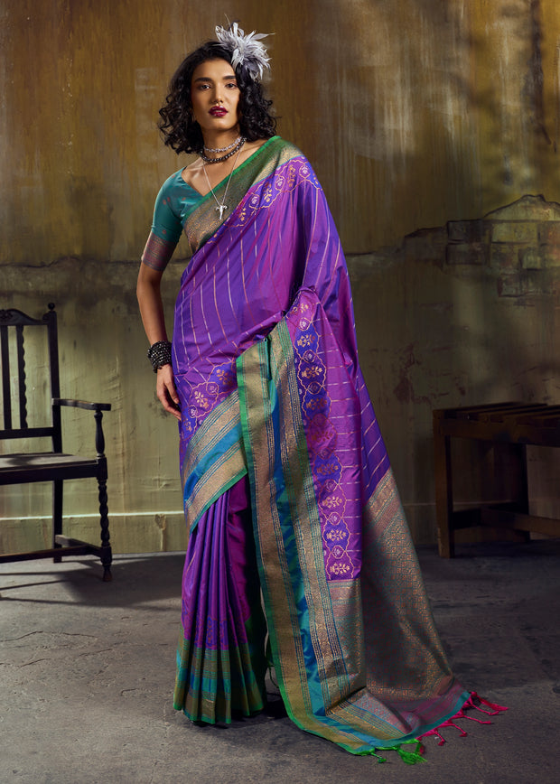 Royal Purple Woven Banarasi Silk Saree