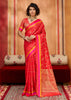 Cherry Red Woven Banarasi Silk Saree