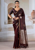 Chocolate Brown Banarasi Satin Silk Saree