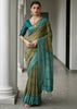 Green & Blue Printed Tussar SIlk Saree