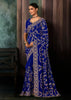 True Blue Embroidered Designer Saree
