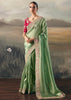 Pista Green Tissue Embroidered Wedding Wear Saree