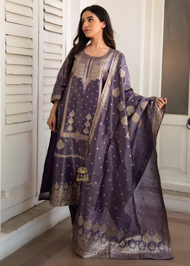 Indigo Brocade Bloom Suit Set (10702041710785)