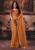 Rust Orange Designer Organza Saree With Embroidered Blouse