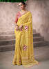 “Exclusive Offer” : Elegant Yellow Woven Cotton Silk Saree