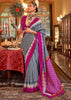 Frost Grey Printed Patola Silk Saree