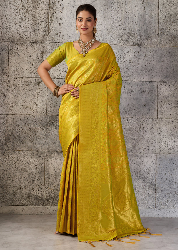 Yellow Woven Kanjivaram Silk Saree
