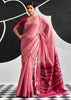 Flamingo Pink Woven Linen Cotton Silk Saree