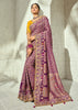 Wine Purple Embroidered Georgette Bandhej Saree