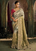 Shine Grey Embroidered Designer Tissue Saree