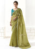 Lime Green Designer Organza Tissue Silk Saree