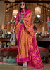 Orange And Pink Printed Patola Silk Saree