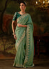 Sage Green Embroidered Tissue Saree