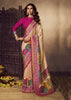 Beige And Pink Woven Soft Silk Saree
