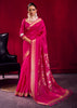 Fuchsia Pink Banarasi Satin Linen Silk Saree