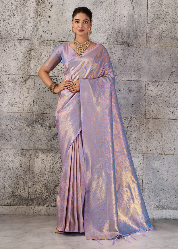 Lavender Woven Kanjivaram Silk Saree