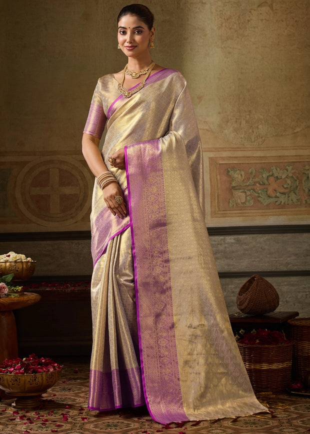 Silver Shine Woven Kanjivaram Silk Saree