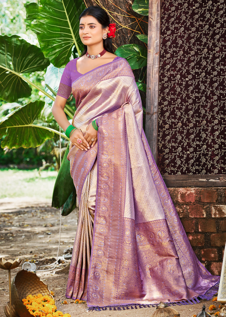 Spring Purple Woven Kanjivaram Silk Saree