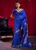 Indigo Blue Banarasi Satin Linen Silk Saree
