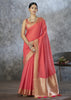 Coral Peach Woven Cotton Saree