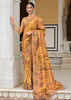 Daffodil Yellow Designer Embroidered Silk Saree
