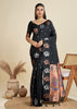 Ebony Black Woven Bronze Zari Paithani Silk Saree