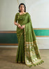 Medium Green Woven Tussar Silk Saree