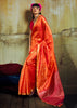 Sunset Orange Banarasi Tusser Silk Saree