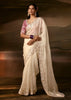 Off White Embroidered Designer Organza Saree
