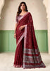 Deep Maroon Woven Linen Silk Saree