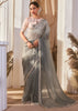 Powder Grey Designer Silk Saree