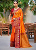 Blazing Orange Dual Tone Woven Banarasi Silk Saree