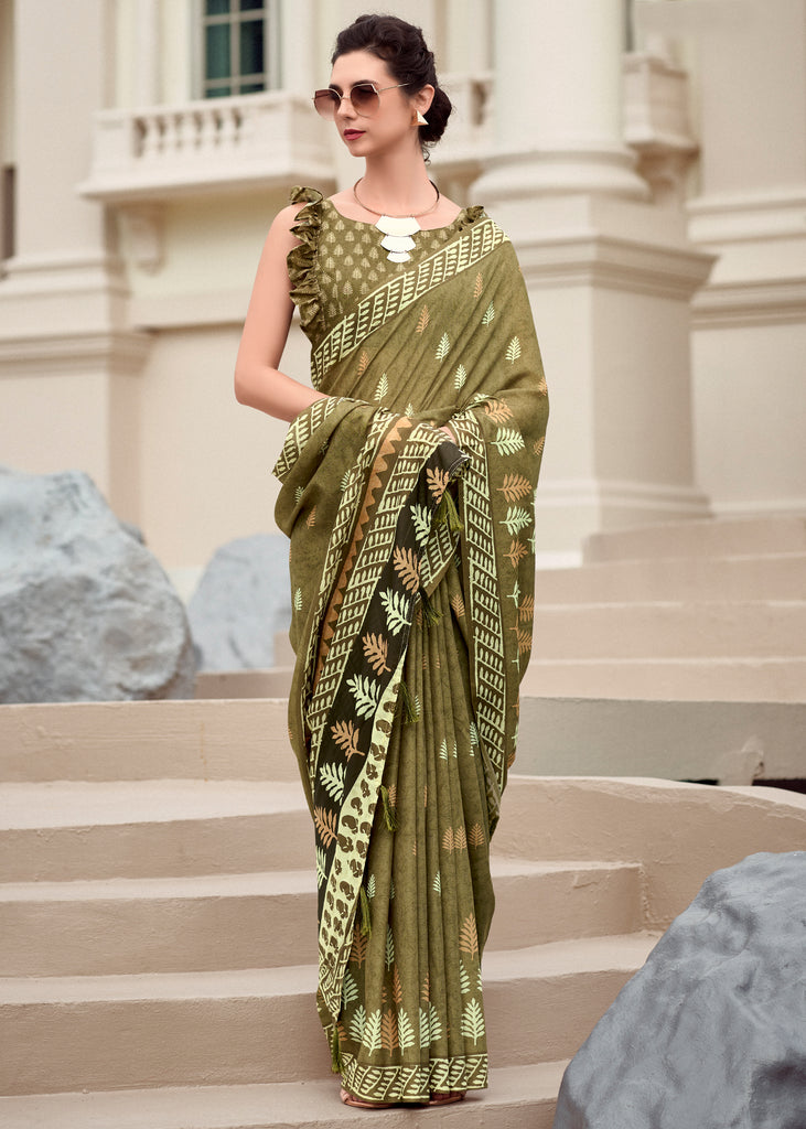 Heena Green Printed Cotton Silk Saree