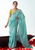Angel Blue Embroidered Designer Tissue Saree