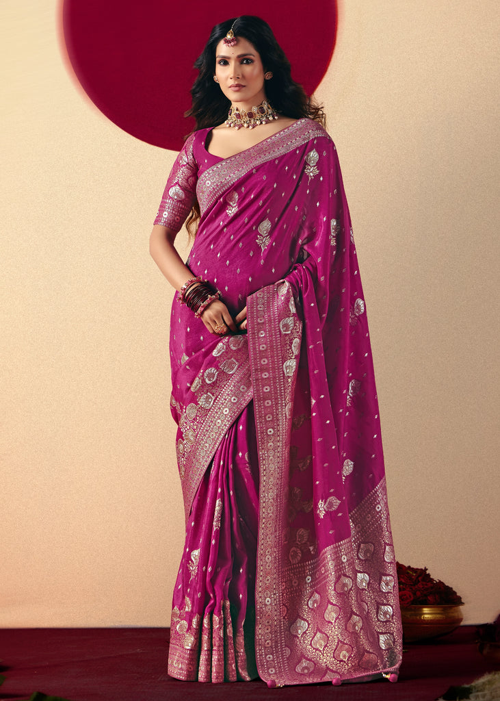 Orchid Purple Woven Banarasi Silk Saree