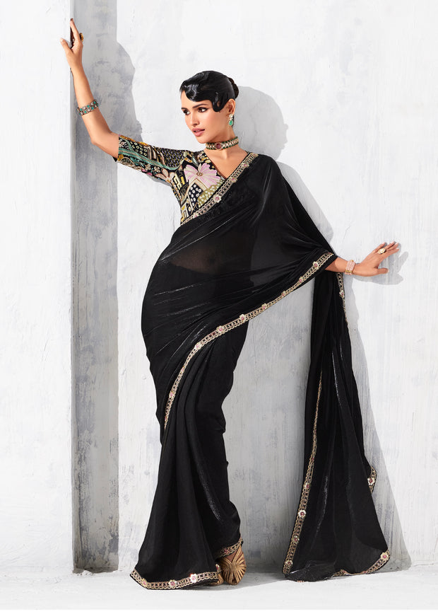 Black Embroidered Designer Saree