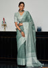 Mineral Blue Woven Linen Silk Saree