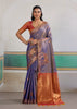 Dusky Purple Woven Silk Saree With Contrast Blouse