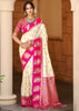 Off White & Pink Woven Banarasi SIlk Saree